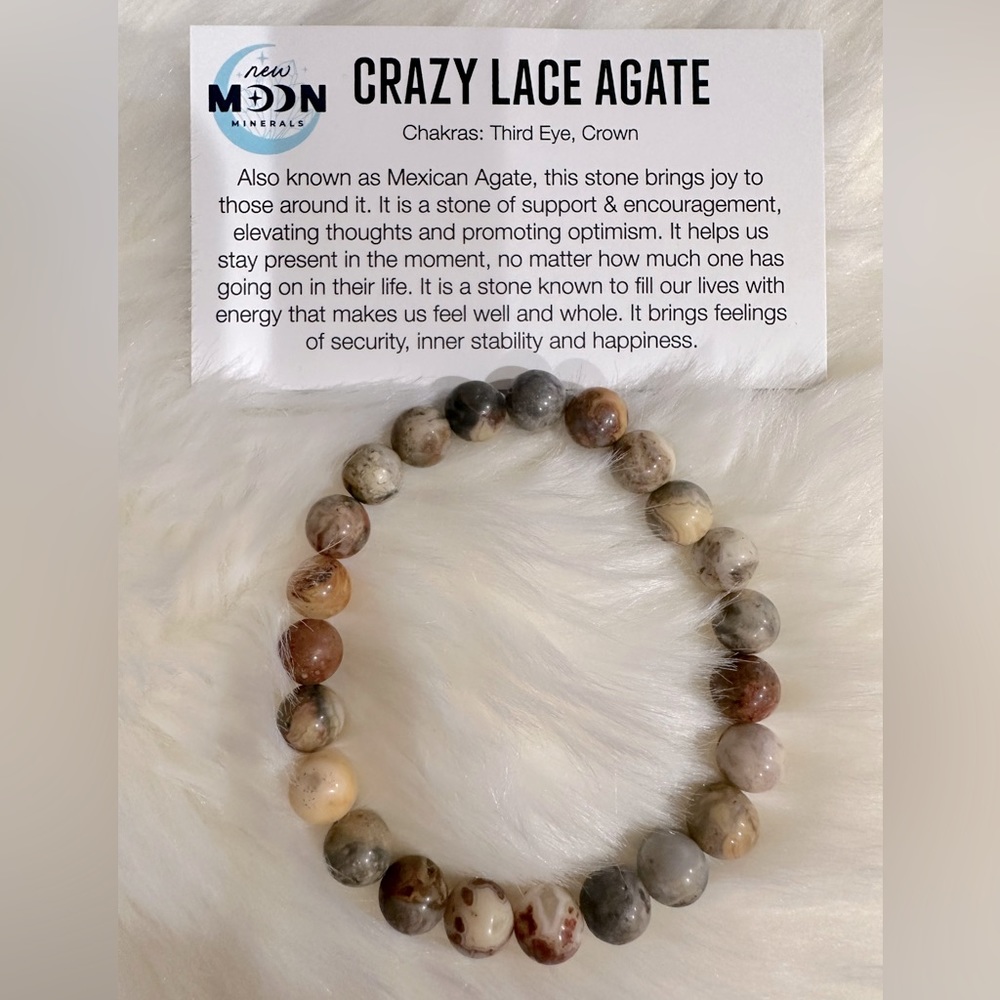 Crazy Lace Agate Genuine Beaded Bracelet